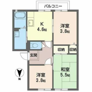 グランドゥールA・C【A102号室】の間取り