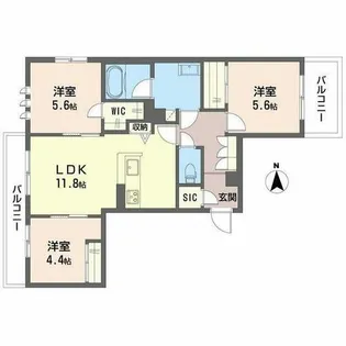 シャーメゾン ル シーニュ【0201号室】の間取り