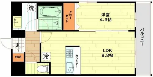 ハイデンス梅ヶ枝【2階】の間取り