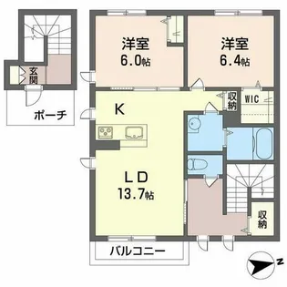 シャーメゾンガーデンズ狭山【0201号室】の間取り