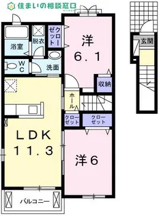 愛知県西尾市住崎1丁目【アパート】の間取り