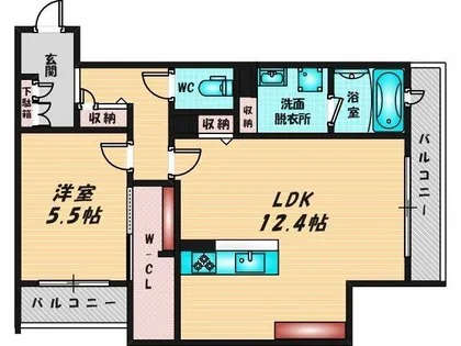 シャーメゾンリュエル八戸ノ里【2階】の間取り