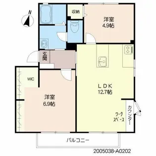 エスポワールホリII【A0202号室】の間取り