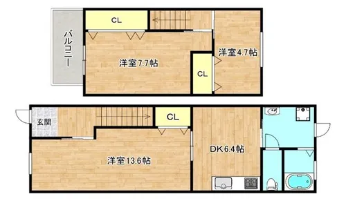 大今里南テラスハウス【2階】の間取り