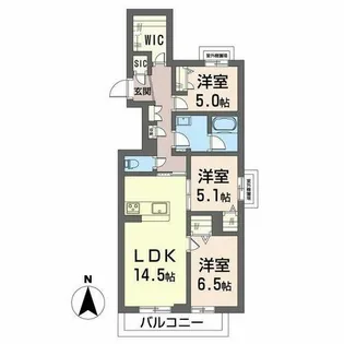 オグラ シャーメゾン【0202号室】の間取り