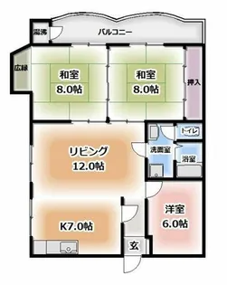 香里ニューハイツNo.3【7階】の間取り