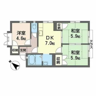 あしべハイツ【0103号室】の間取り