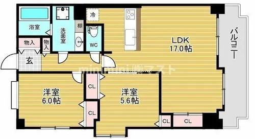 ライオンズマンション江戸堀【8階】の間取り