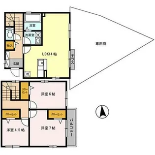 大阪府守口市寺方本通2丁目【テラスハウス】の間取り
