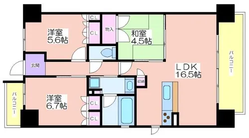 シャルマンフジスマート住之江ファミリア【206号室】の間取り