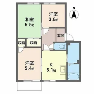 サニーコートA・B【B105号室】の間取り