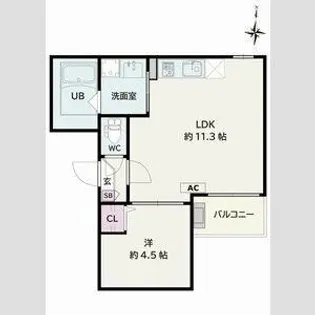 Jack higashinakajimaⅡ【201号室】の間取り