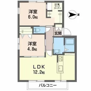 ベル・メゾン【0202号室】の間取り