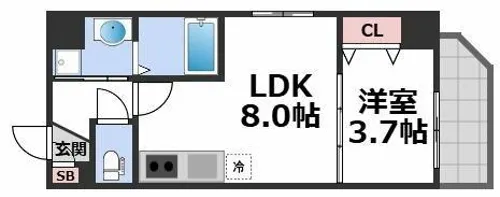 ジーグランデ九条【3階】の間取り