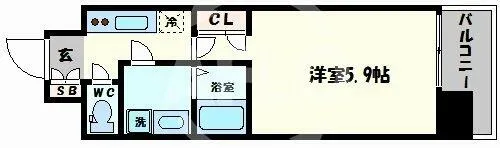 レオンコンフォート難波ブラン【9階】の間取り