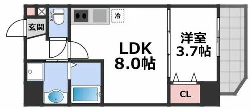 ジーグランデ九条【8階】の間取り