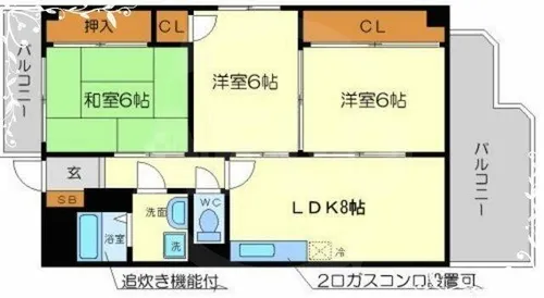 シバタハイツ【2階】の間取り