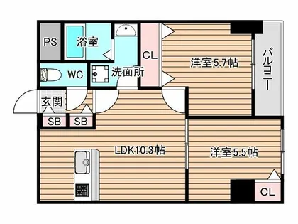 レジデンス野田阪神【10階】の間取り