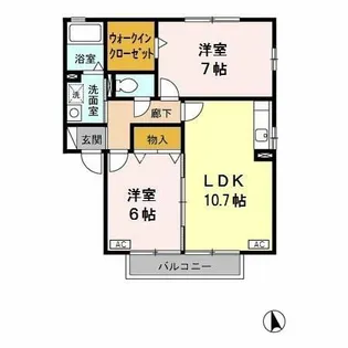アンソレイユ D【2階】の間取り