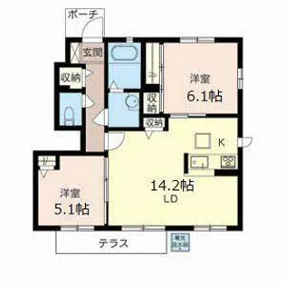 シーサイドビラIII【0102号室】の間取り