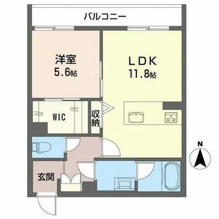 グランコート北浦【0202号室】の間取り