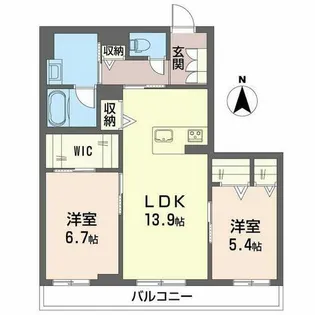 グランコート北浦【0207号室】の間取り