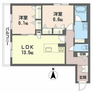 グランコート北浦【0201号室】の間取り