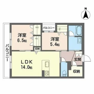 グランコート北浦【0210号室】の間取り