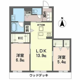 グランコート北浦【0107号室】の間取り