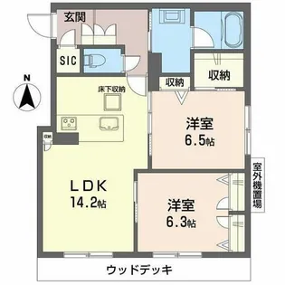 グランコート北浦【0106号室】の間取り
