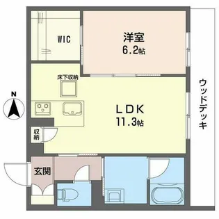 グランコート北浦【0105号室】の間取り