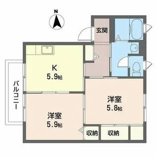 ディアス離宮山手C【C210号室】の間取り