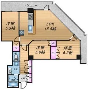 阿波座ライズタワーズフラッグ46【15階】の間取り