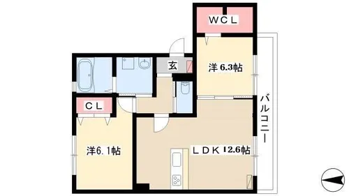 ハピネス【2階】の間取り