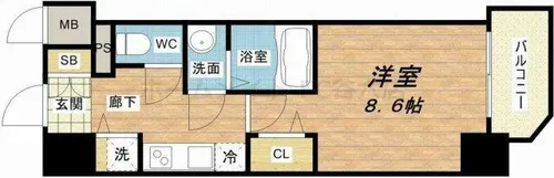 プレサンス本町エクストラ【9階】の間取り