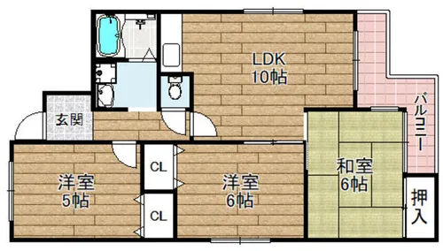 シャトー三島野【2階】の間取り