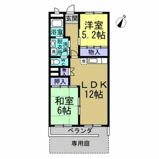 グリーンヒル巽ヶ丘A棟【102号室】の間取り