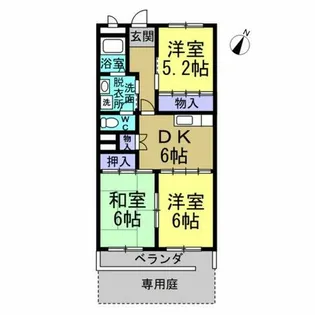グリーンヒル巽ヶ丘A棟【1階】の間取り