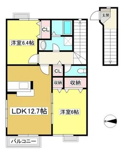 愛知県蒲郡市形原町亀井【アパート】の間取り
