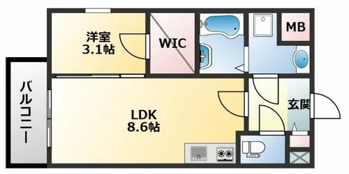 ジーメゾン八尾セレニティ【202号室】の間取り