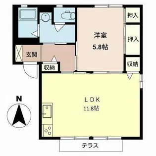 フローラル福田【0105号室】の間取り