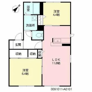 ウェールス中吉田 A棟【1階】の間取り