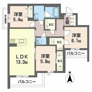 グランファミール箕面小野原【0301号室】の間取り