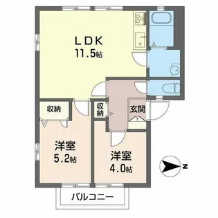 フレグランス池尻【0201号室】の間取り