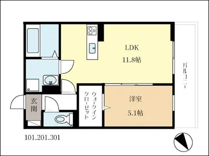 Mon Amour知原【2階】の間取り