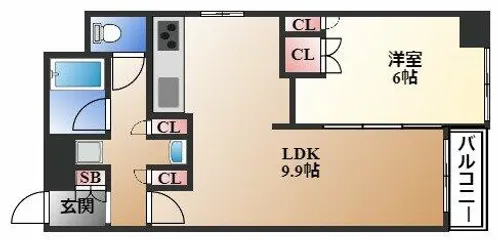 アップルパレス丸の内【9階】の間取り
