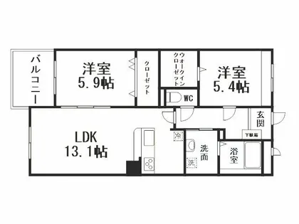カームテラス【202号室】の間取り