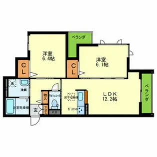 フェリシード甲東園【3階】の間取り