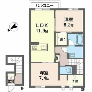 イースト ベイ【0203号室】の間取り