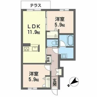 イースト ベイ【0103号室】の間取り